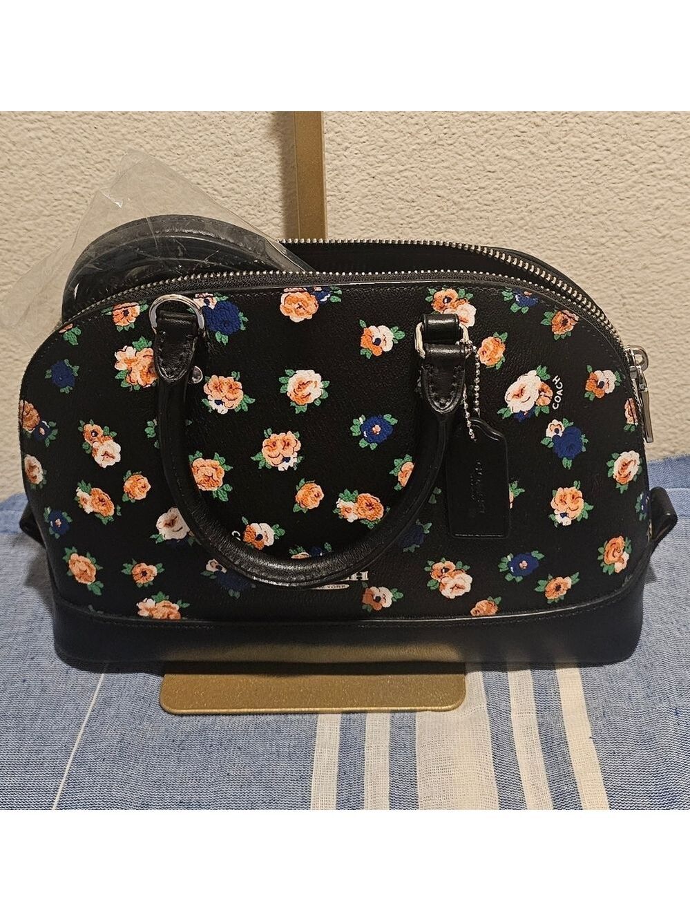 Coach Black Floral Satchel